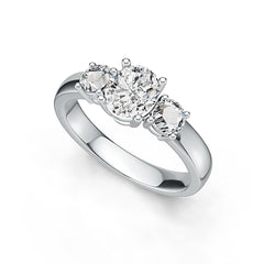 Sterling Sliver Semi Mount Ring Setting Oval OV 7x6mm RD 4x4mm 3 Stone Ring Syzjewelry