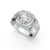 14K Gold Moissanite Ring Round RD 10.5x10.5mm Men's Ring