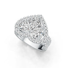 Sterling Silver Semi Mount Ring Setting Princess Square 6X6mm Heart Theme Syzjewelry