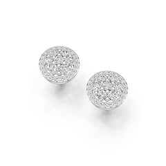 Sterling Silver Earrings Cluster Round Stud with White Topaz or Moissanite DHJ