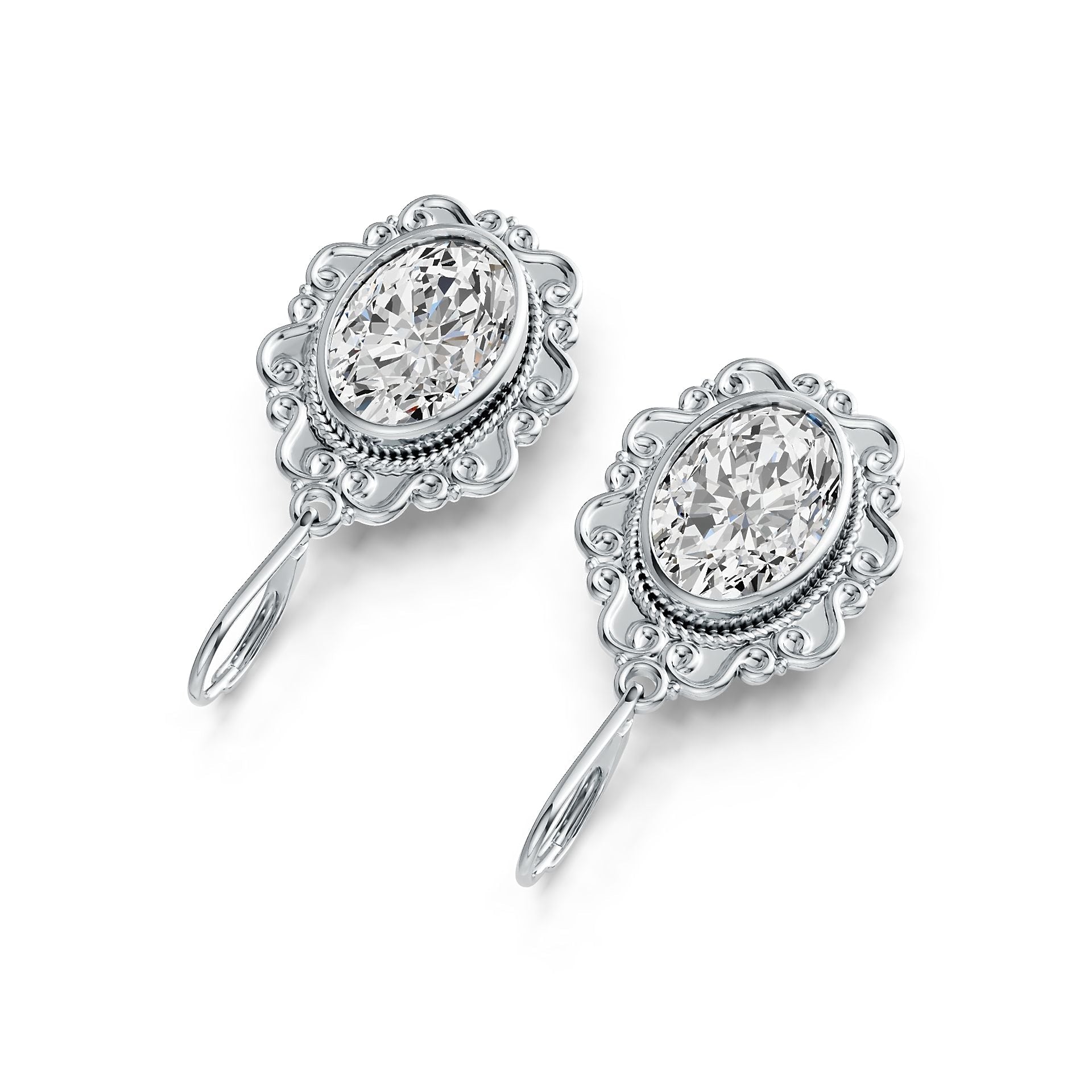 Sterling Silver Semi Mount Earrings Setting Oval OV 14X10mm DHJ