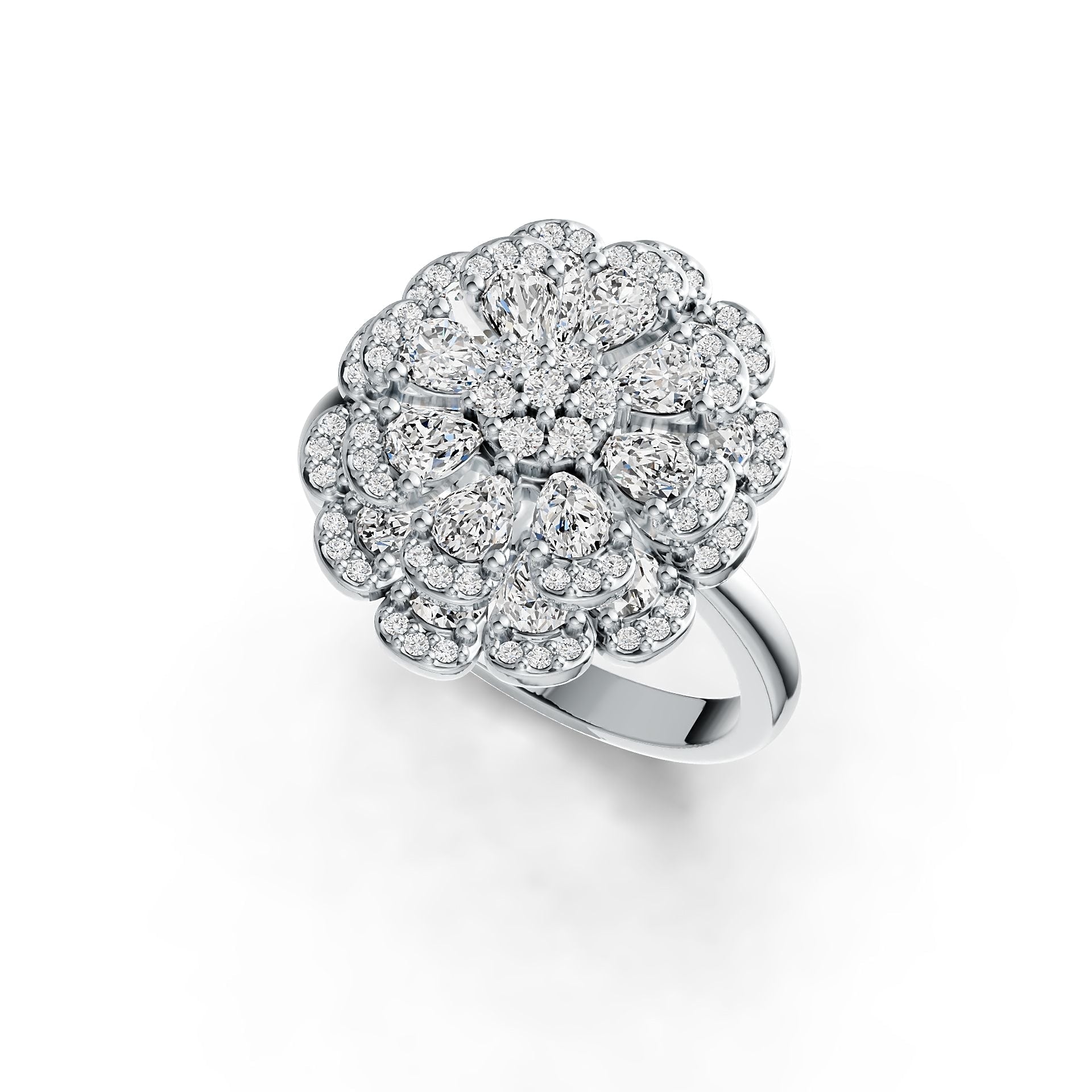 Sterling Silver Semi Mount Ring Setting Pear PE 4X3mm Flower Theme DHJ
