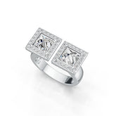 Sterling Silver Semi Mount Ring Setting Princess SQ 6x6mm Toi et Moi DHJ