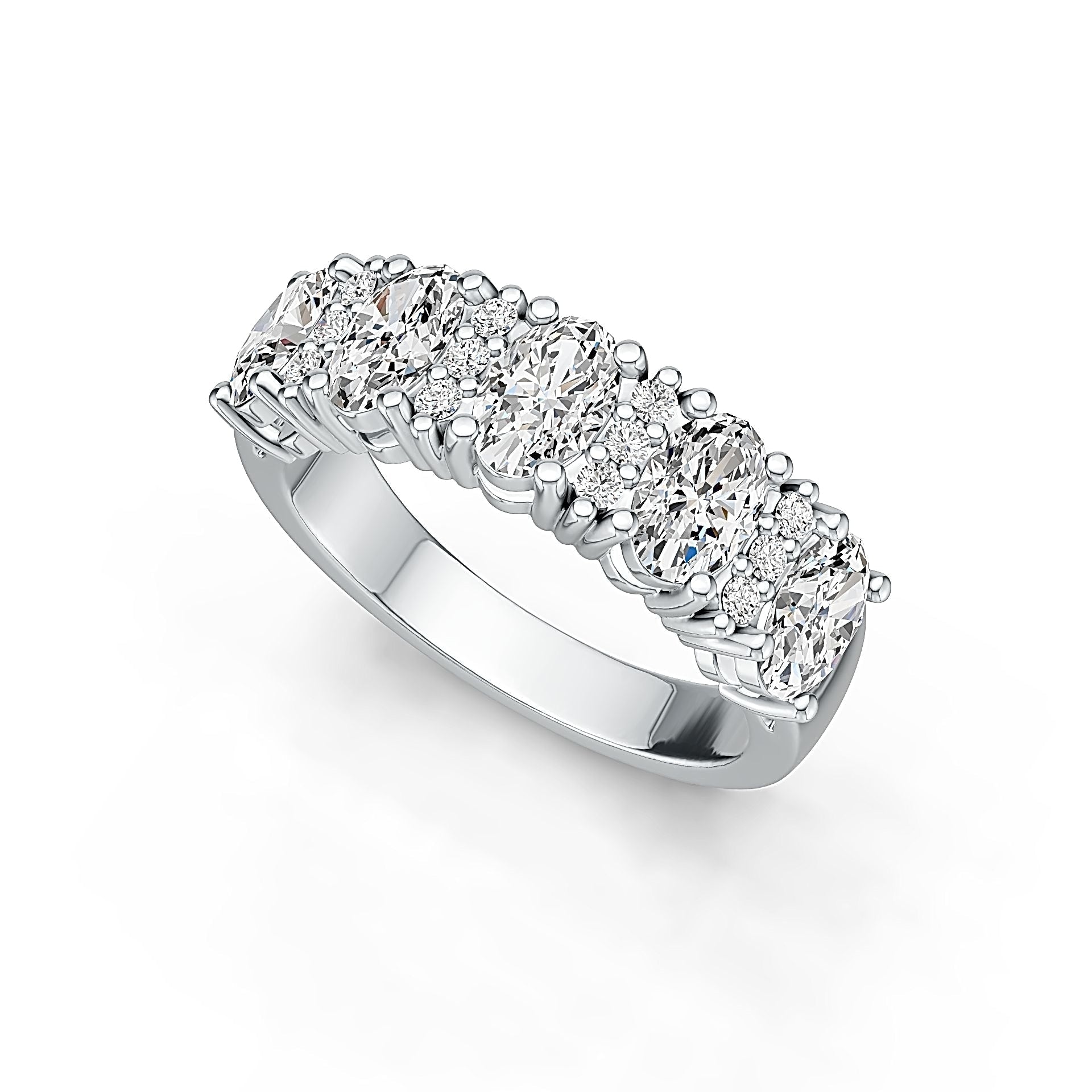 Sterling Silver Semi Mount Ring Setting Oval OV 6x4mm 5 Stone with White Topaz Syzjewelry