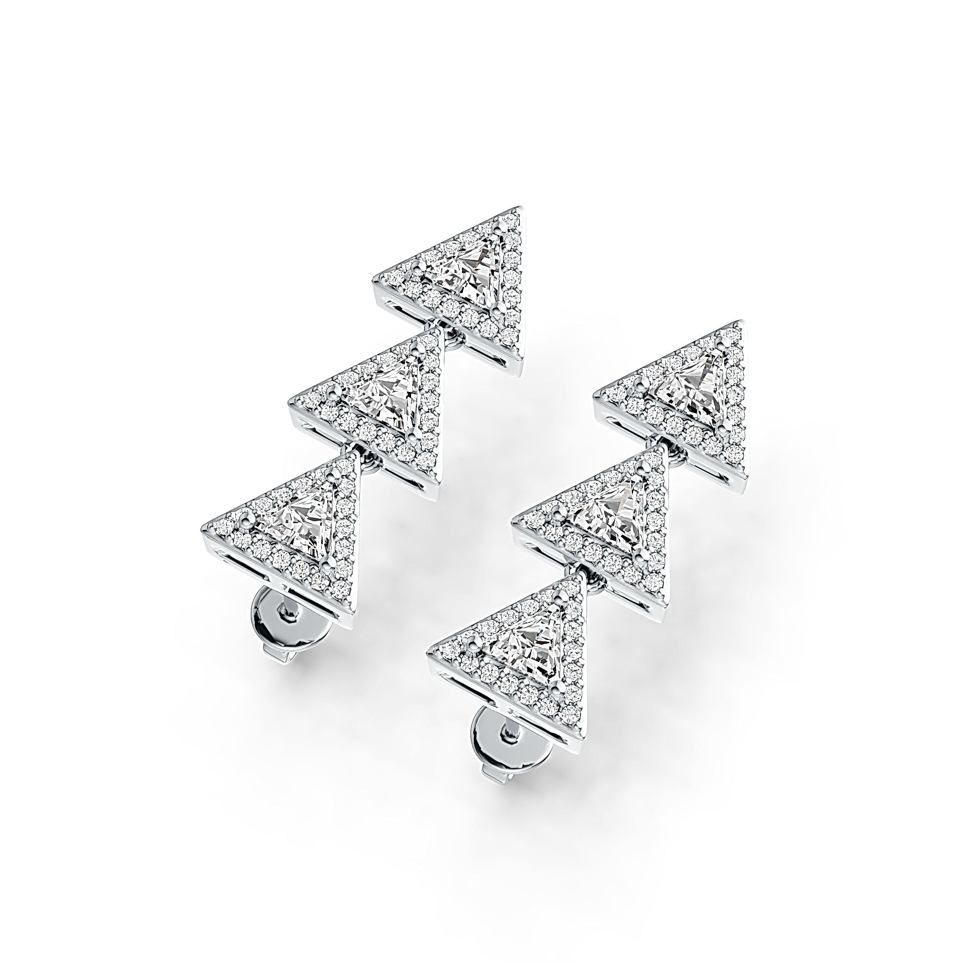Sterling Silver Semi Mount Earrings Setting Trillion TR 5X5mm - Syzjewelry