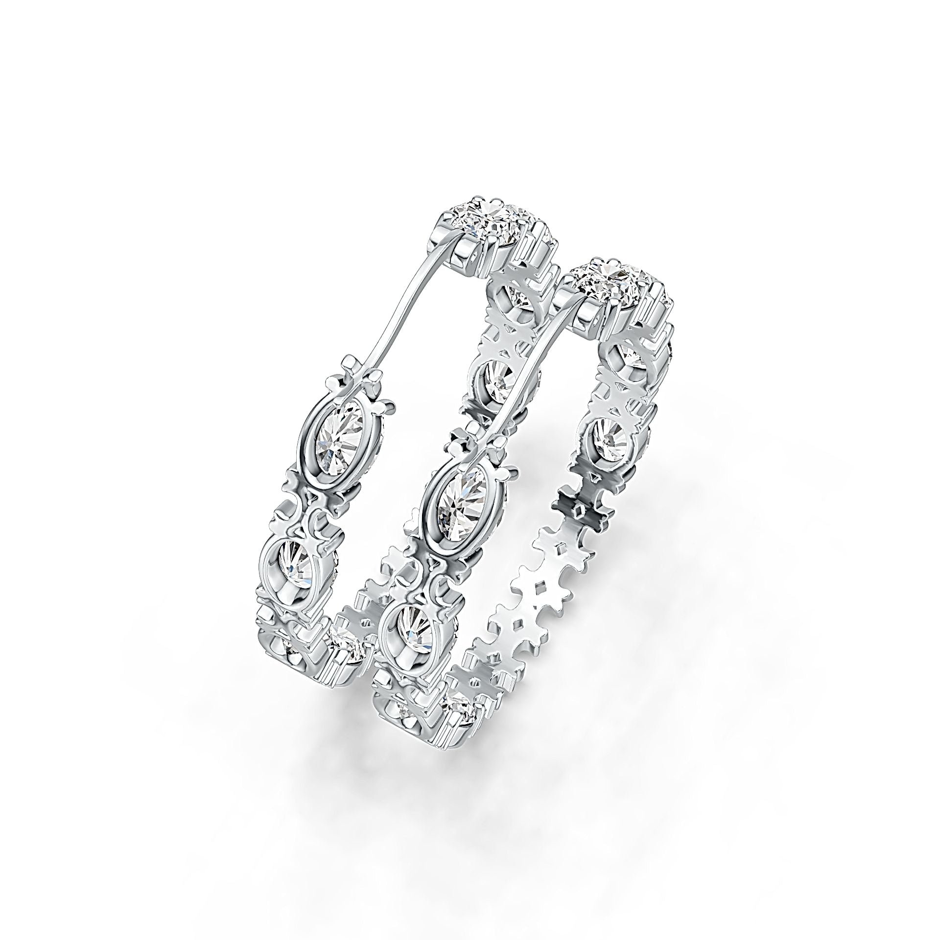Sterling Silver Semi Mount Earrings Setting Oval OV 7X5mm Hoop DHJ