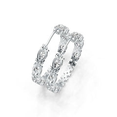 Sterling Silver Semi Mount Earrings Setting Oval OV 7X5mm Hoop DHJ
