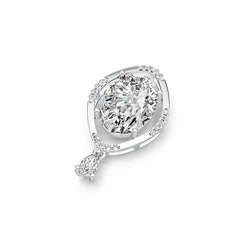 Sterling Silver Semi Mount Pendant Setting Oval OV 16x12mm W/ White Topaz Syzjewelry