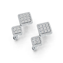 Sterling Silver Semi Mount Earrings Setting Princess SQ 2.5X2.5mm DHJ