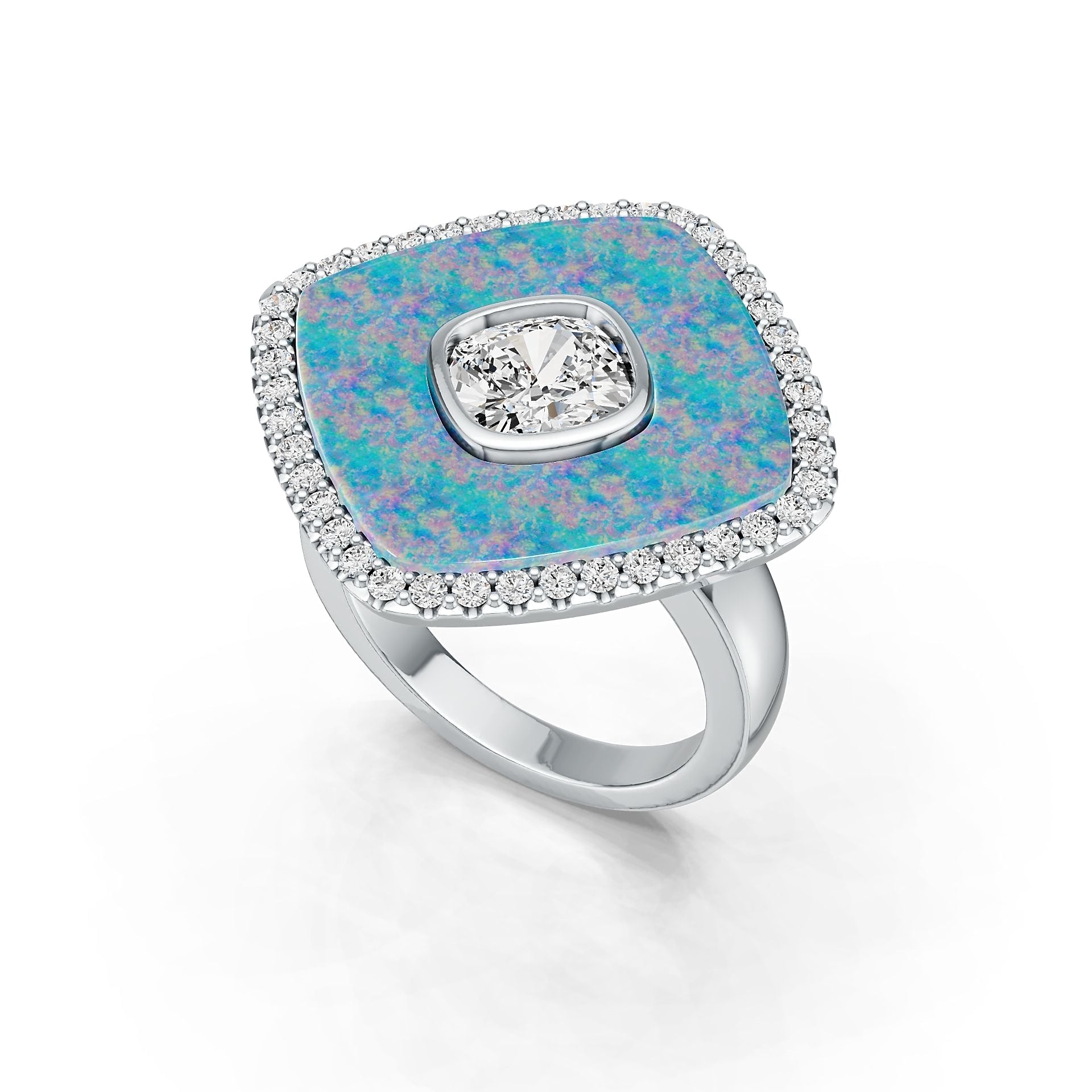 Sterling Silver Semi Mount Ring Setting Cabochon 22X22mm CU 7X7mm DHJ