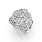 Sterling Silver Cocktail Ring Scalloped with White Topaz or Moissanite DHJ