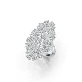 Sterling Silver Cocktail Cluster Ring with White Topaz or Moissanite - Syzjewelry