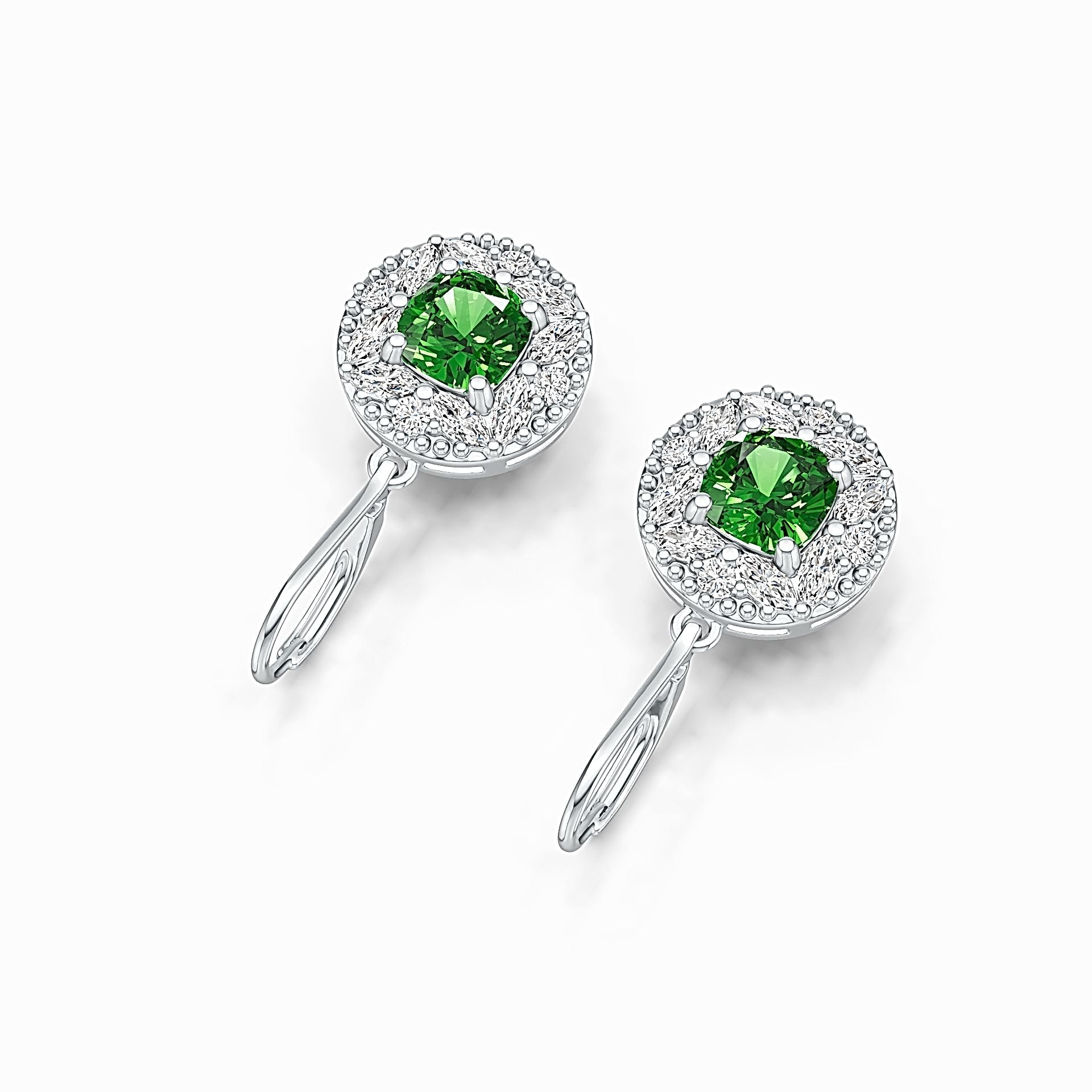Sterling Silver Semi Mount Earrings Setting Cushion CU 6.5X6.5mm Halo DHJ
