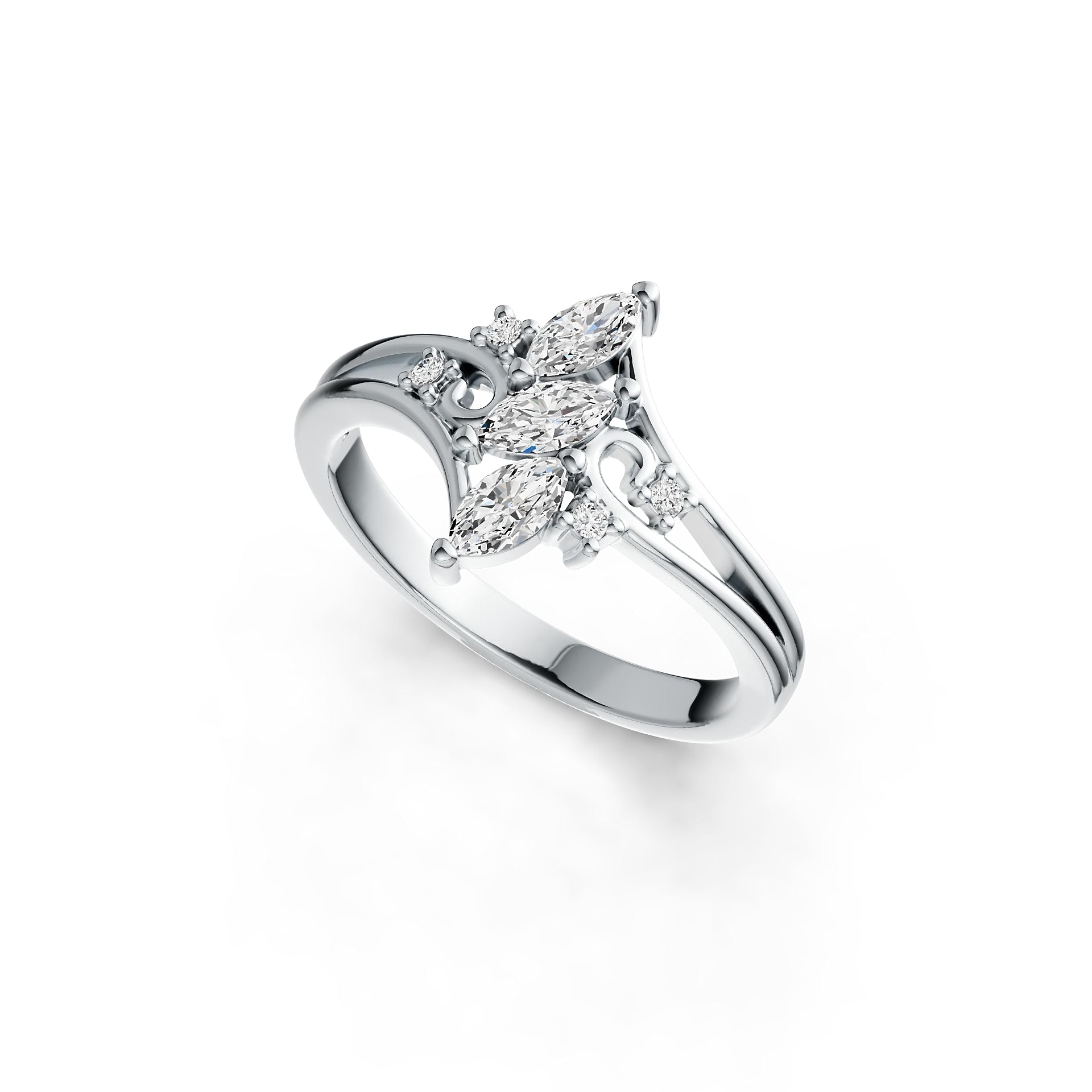 Sterling Silver Semi Mount Ring Setting Marquise MQ 6X3mm DHJ