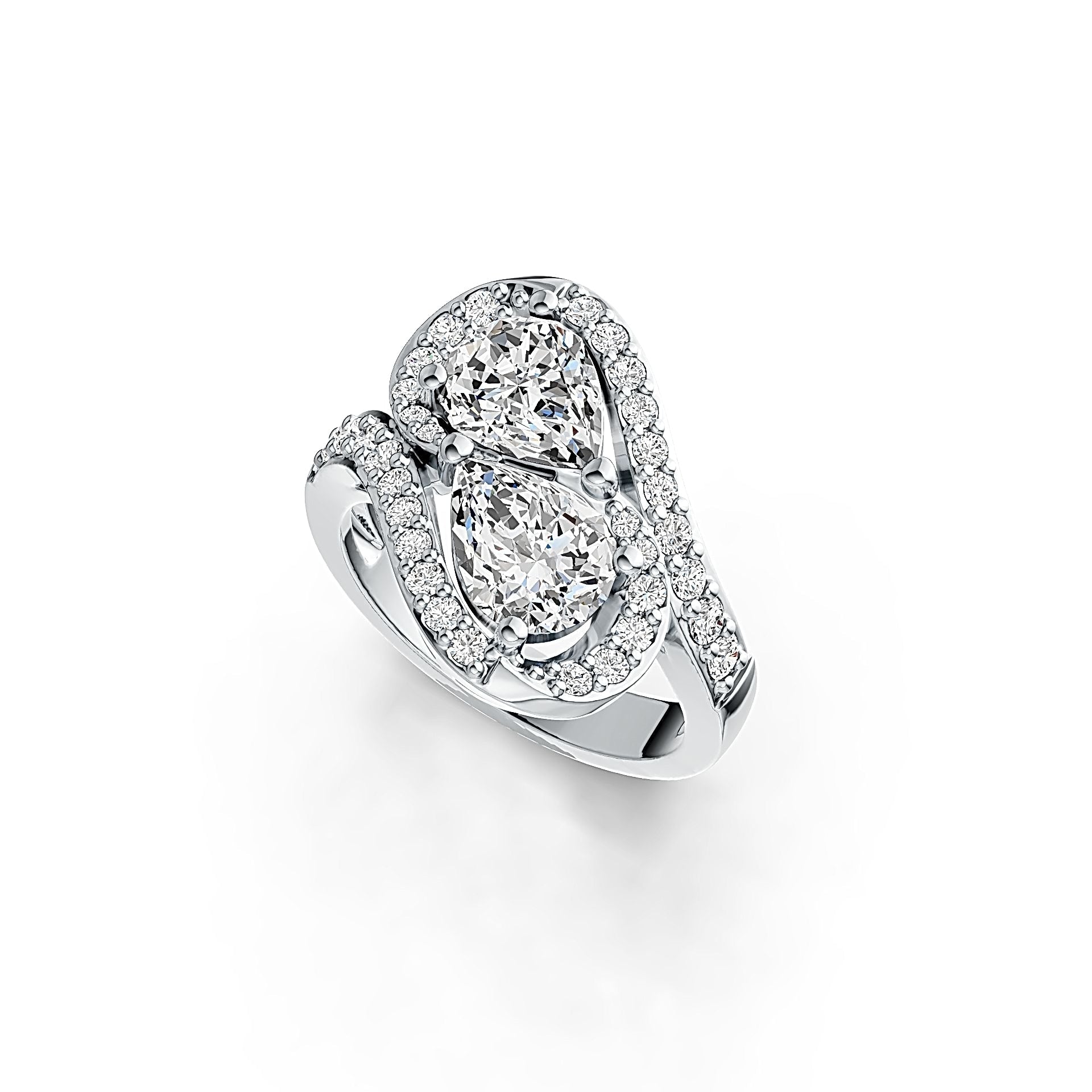 Sterling Silver Semi Mount Ring Setting Pear PE 8X6mm with White Topaz - Syzjewelry