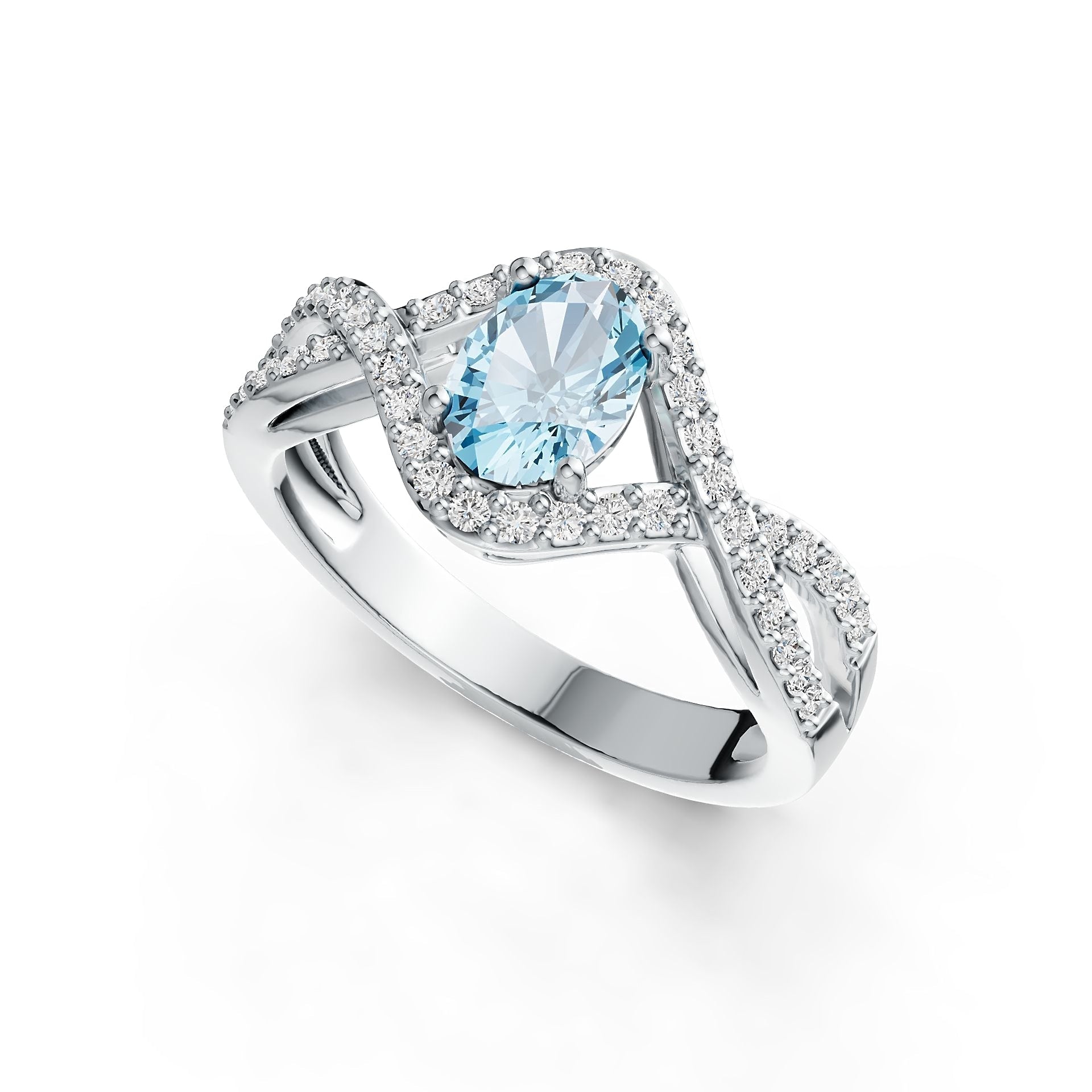Sterling Silver Semi Mount Ring Setting Oval OV 7X5mm with White Topaz Syzjewelry