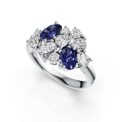 Sterling Silver Pink Sapphire and Moissanite Cluster Ring
