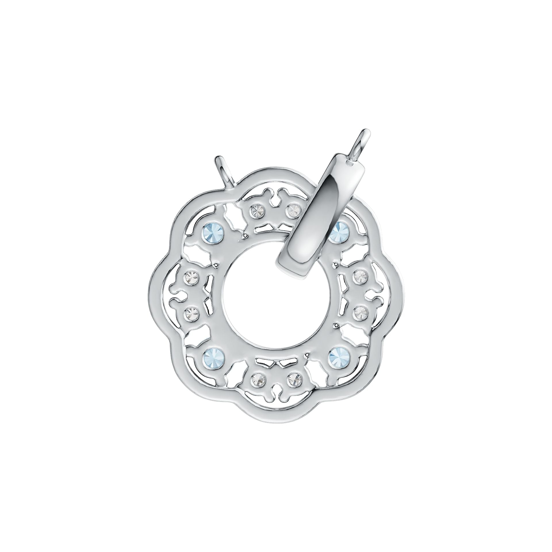 Sterling SilverPendant Setting with White Topaz or Moissanite Flower Theme Syzjewelry
