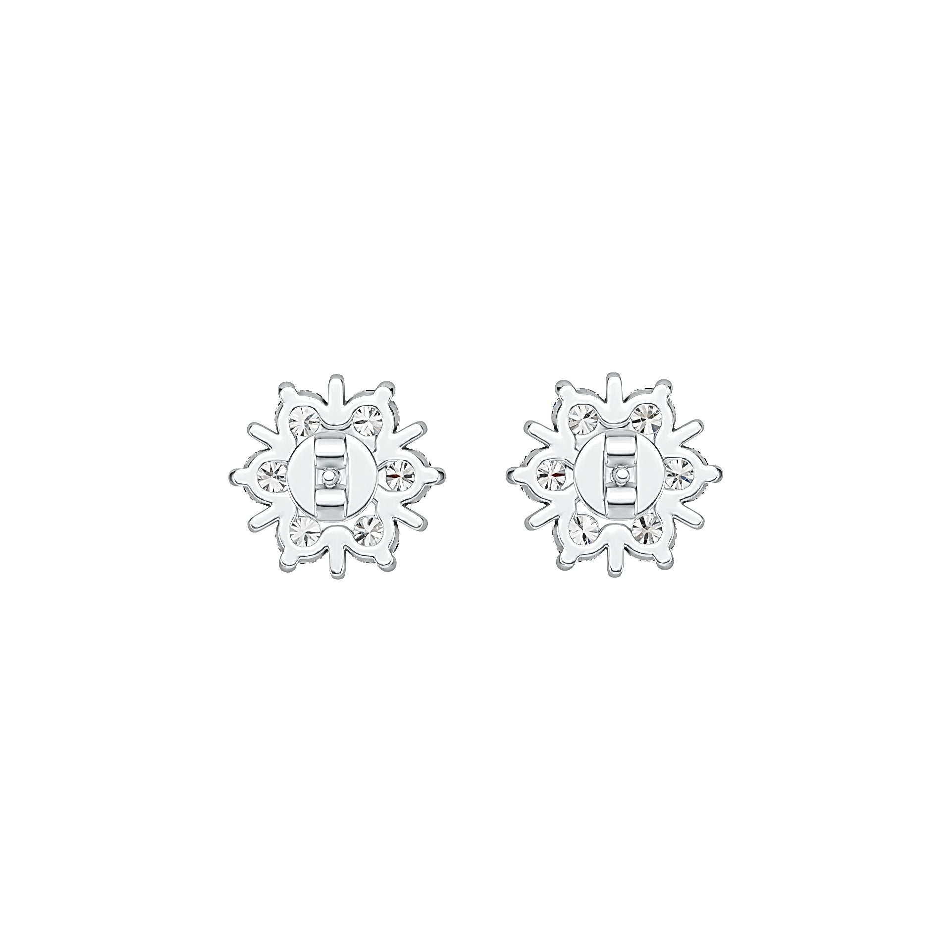 Sterling Silver Earrings Snowflake Theme with White Topaz or Moissanite - Syzjewelry