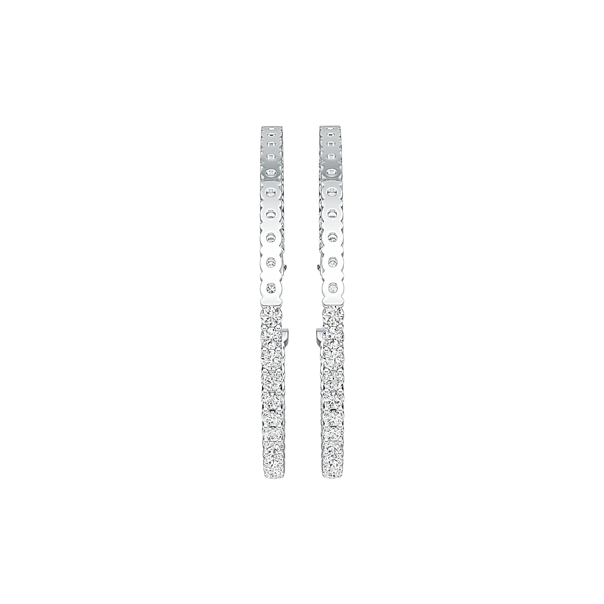 Sterling Silver Hoop Earrings Round with White Topaz or Moissanite DHJ