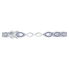 Sterling Silver Royal Blue Sapphire or Moissanite Bracelet Round RD 1.2mm