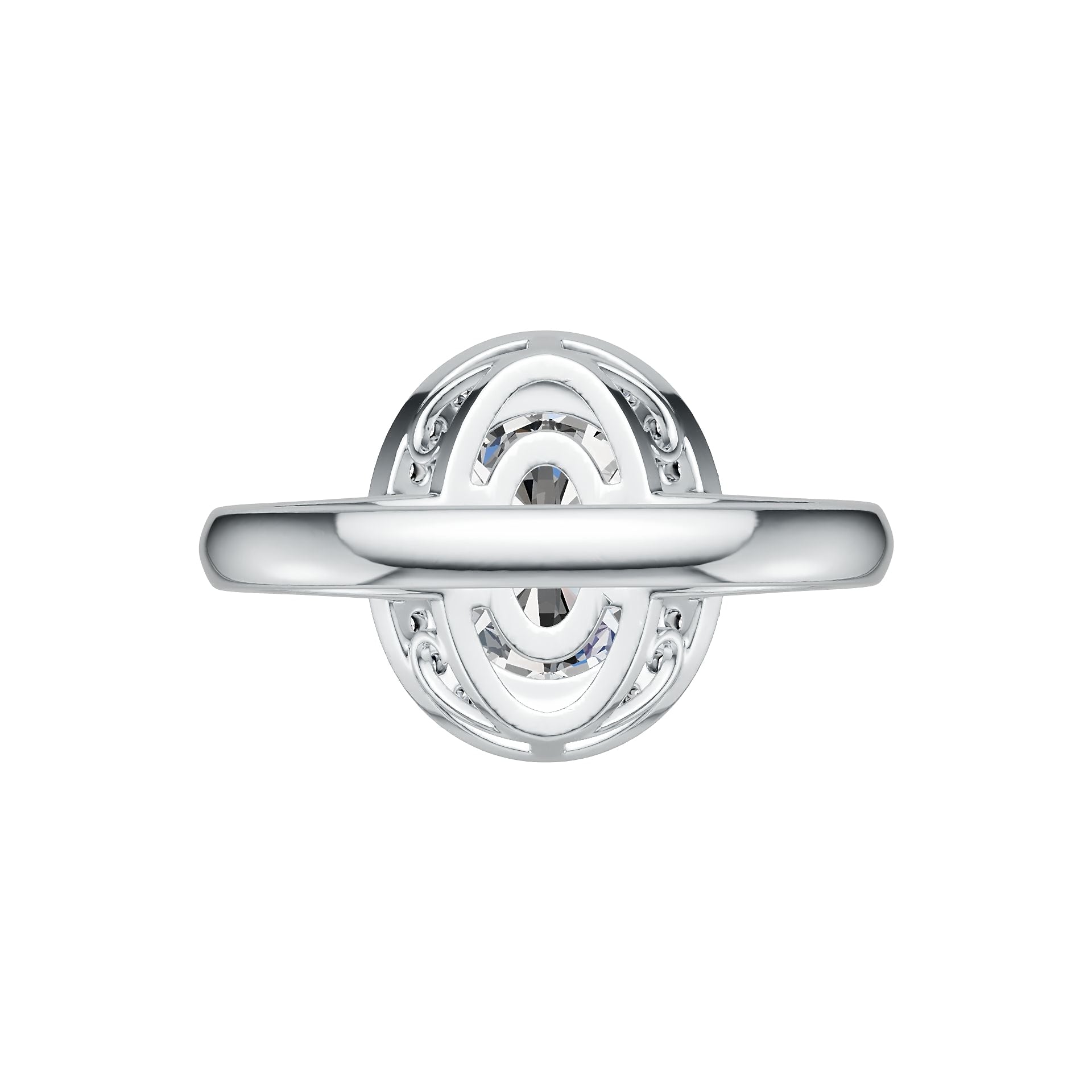 Sterling Silver Semi Mount Ring Setting Oval OV 12X10mm TRI 4X4mm DHJ