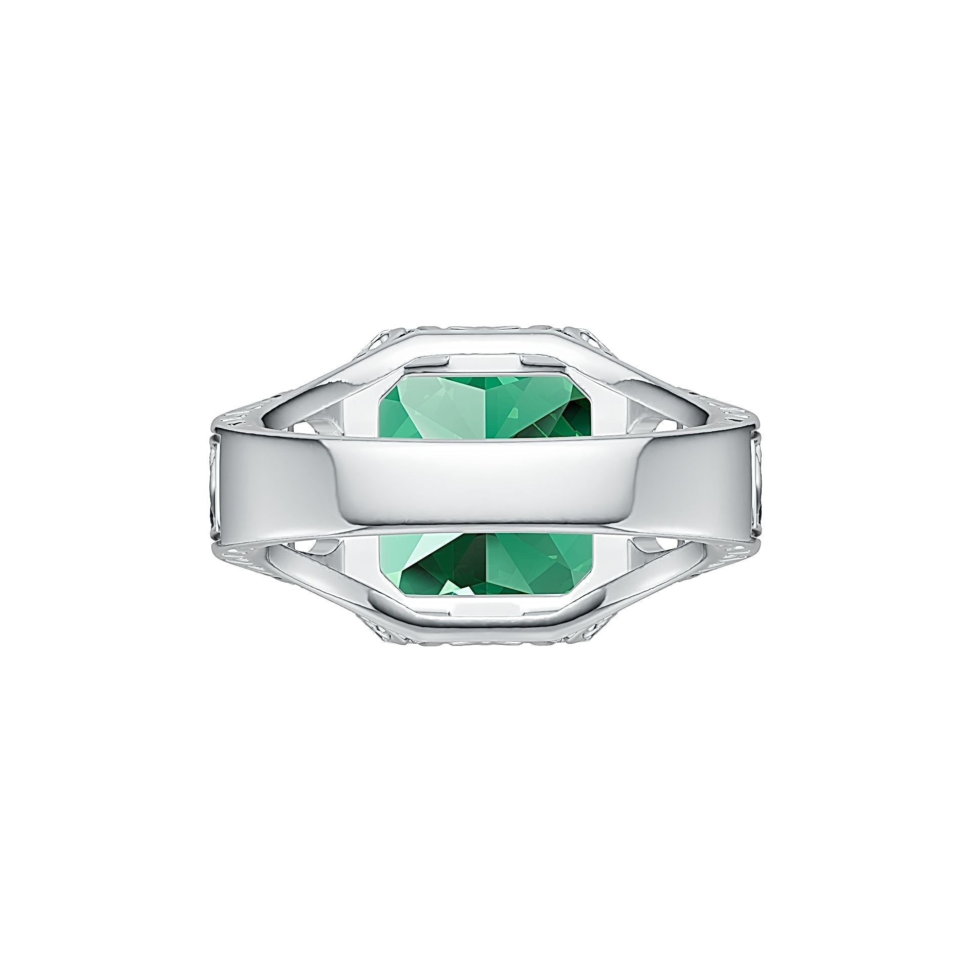 Sterling Silver Semi Mount Ring Setting Asscher SQ 12X12mm Art Deco Style Syzjewelry