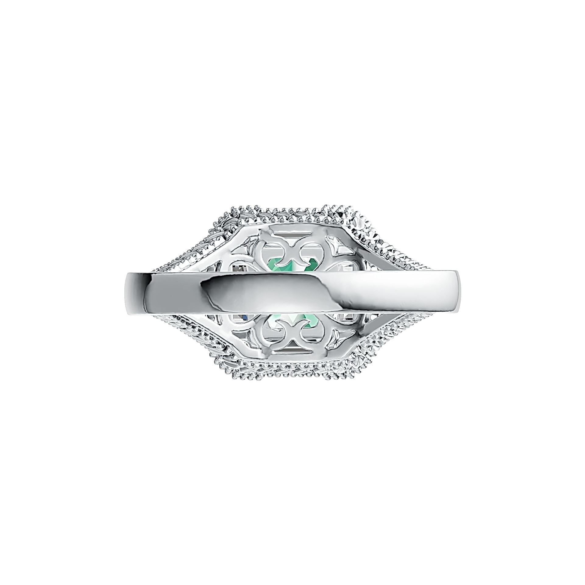 Sterling Silver Semi Mount Ring Setting Emerald OCT 8X6mm with White Topaz - Syzjewelry
