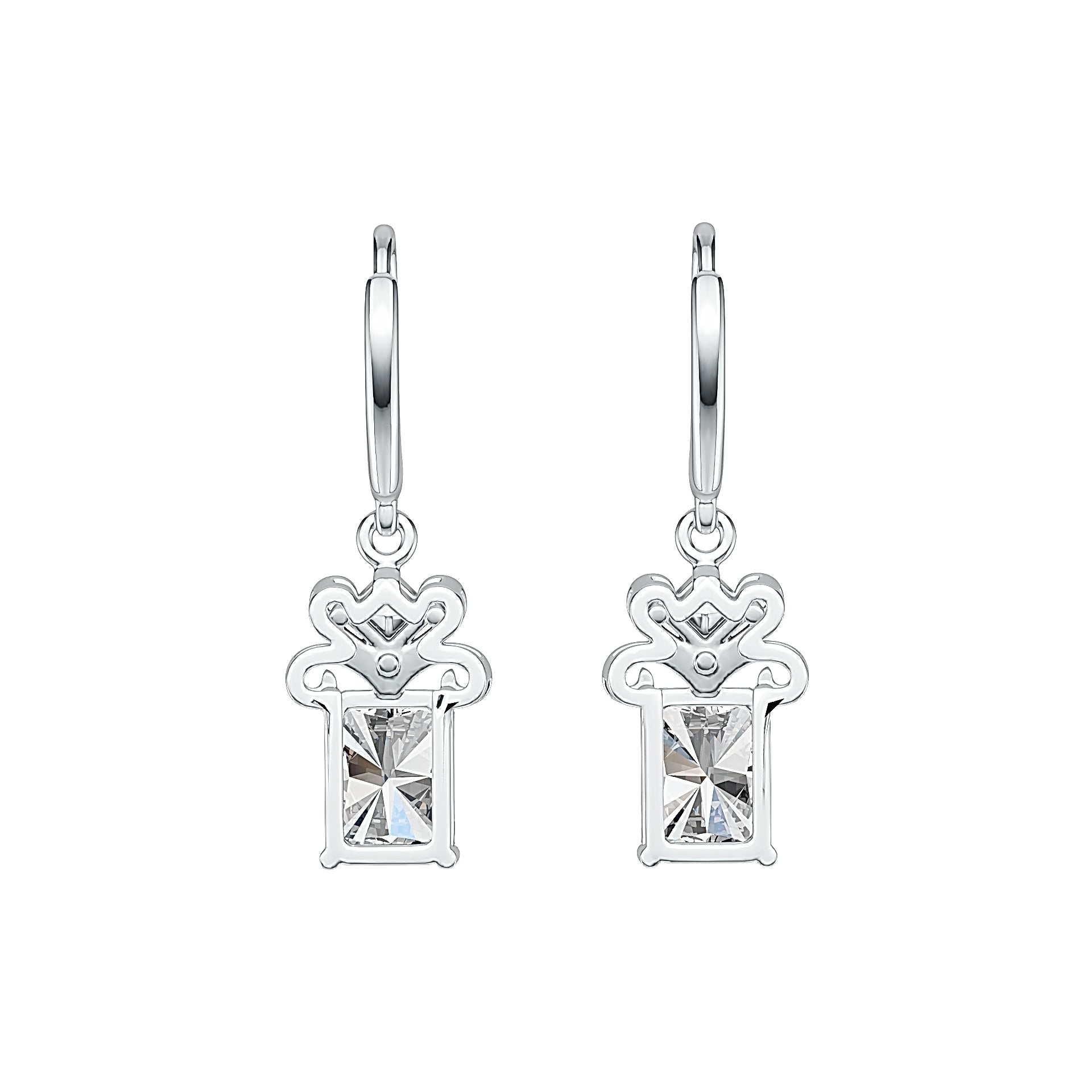 Sterling Silver Semi Mount Earrings Setting Emerald OCT 8x6mm Dangle Syzjewelry