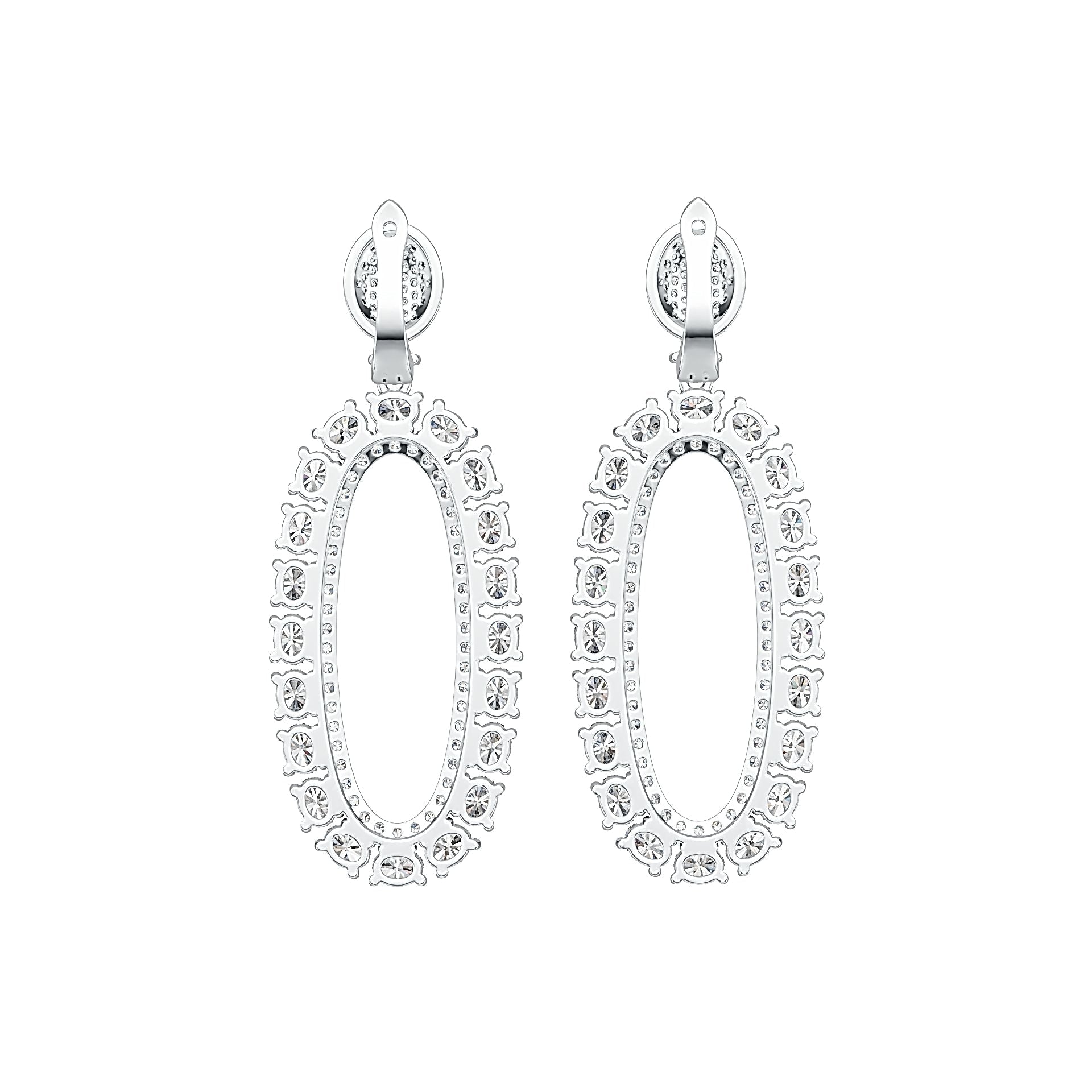 Sterling Silver Drop Earrings Open Oval Style with White Topaz or Moissanite DHJ
