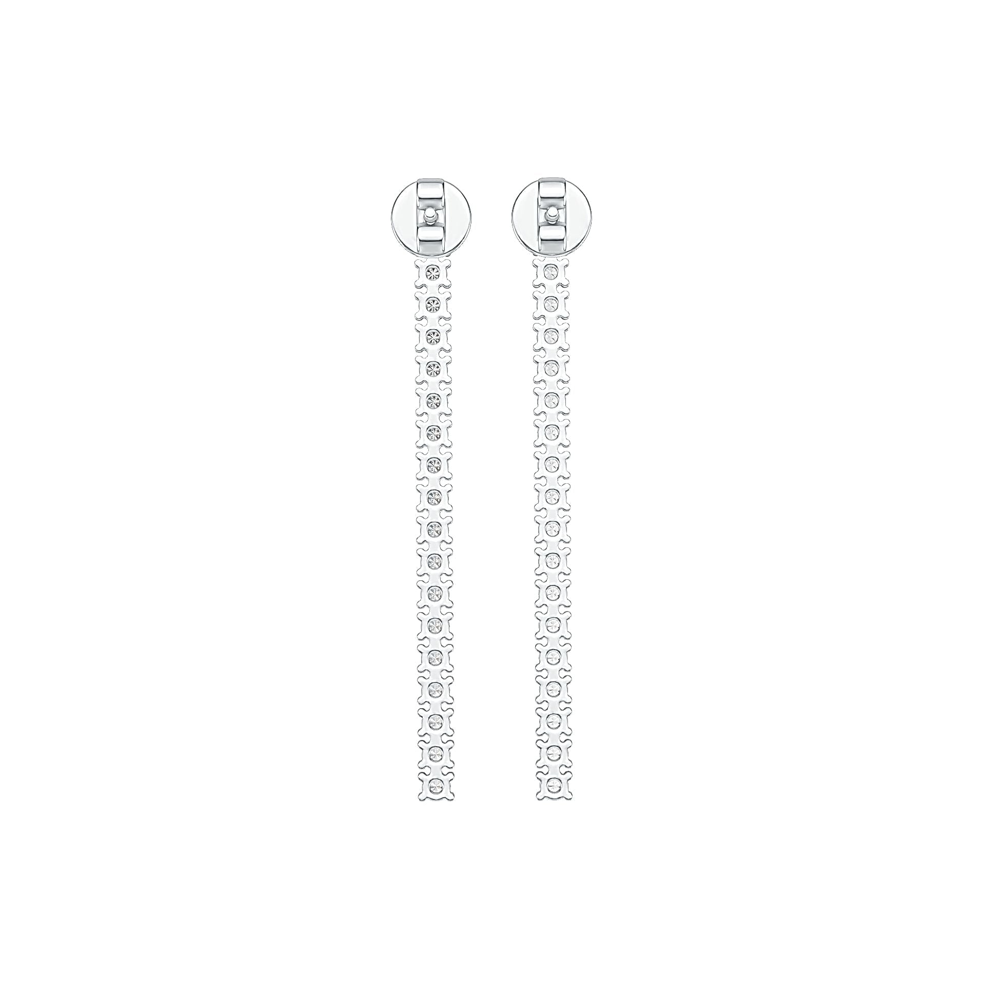 Sterling Silver Earrings Linear Drop Dangle with White Topaz or Moissanite DHJ