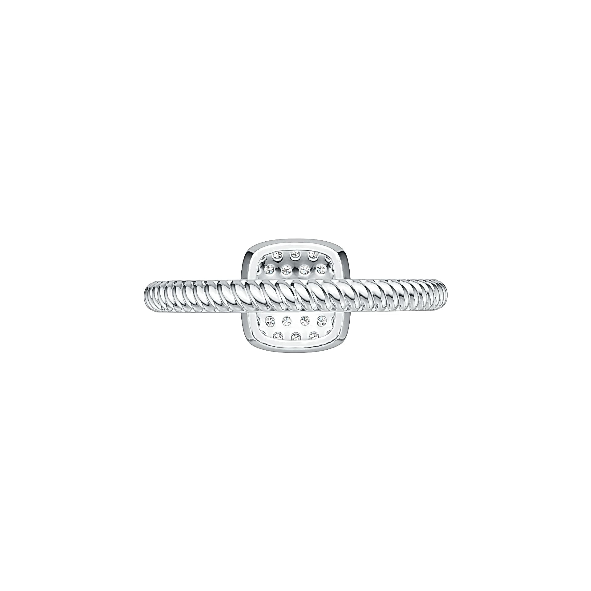 Sterling Silver Square Pave Ring with White Topaz or Moissanite DHJ