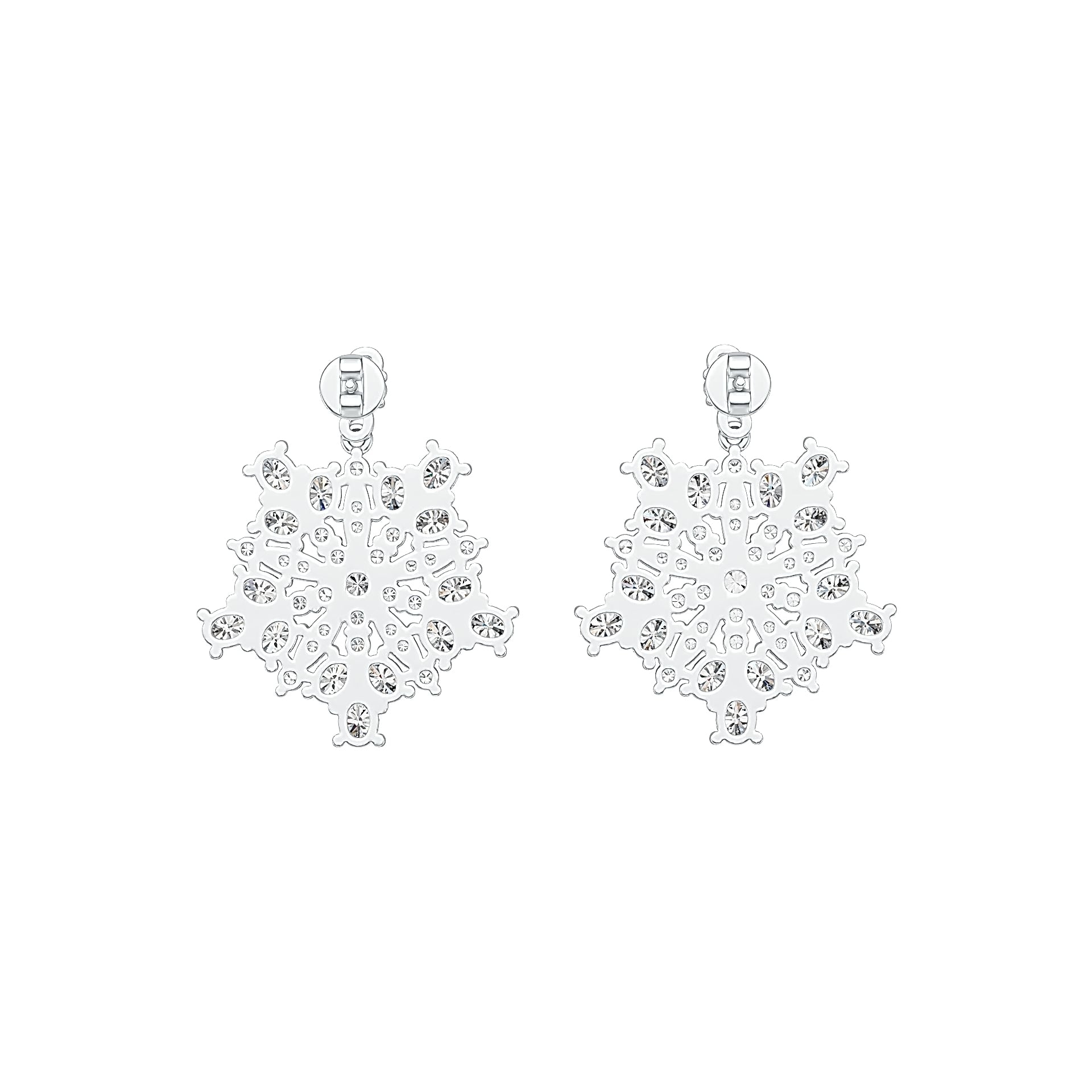 Sterling Silver Earrings Snowflake Theme with White Topaz or Moissanite DHJ