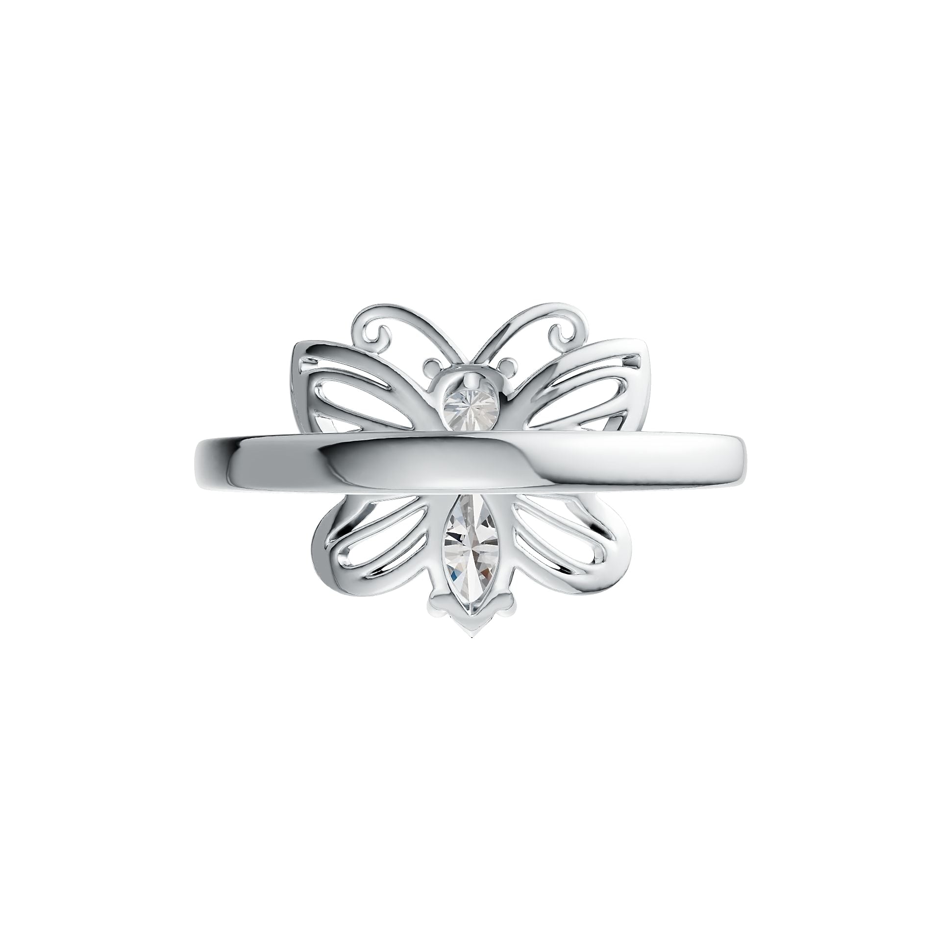 Sterling Silver Semi Mount Ring Setting Marquise MQ 8X4mm RD 4X4mm DHJ