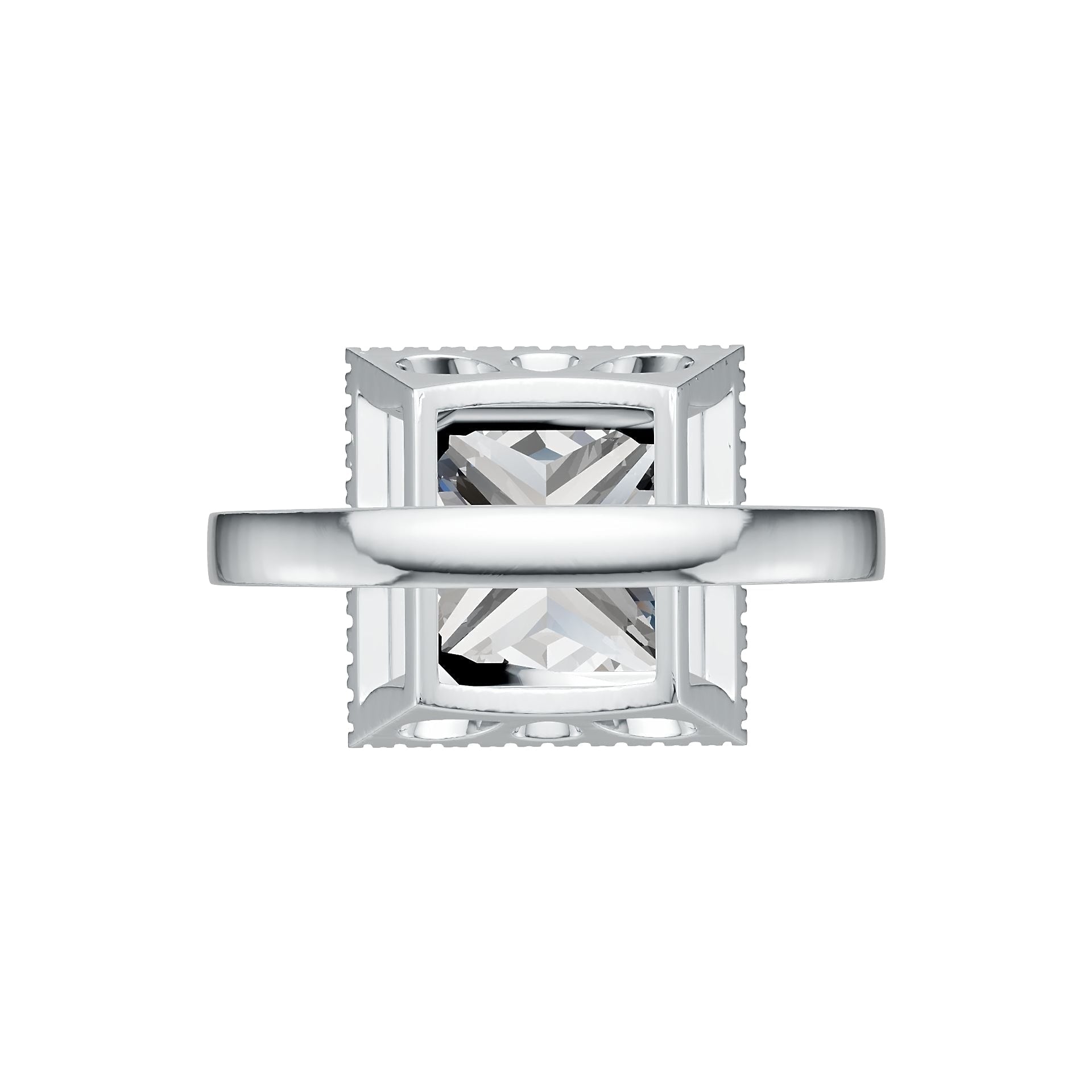 Sterling Silver Semi Mount Ring Setting Princess SQ 12X12mm Halo DHJ