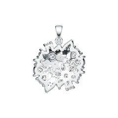 Sterling Silver Pendant Floral Theme with White Topaz or Moissanite DHJ