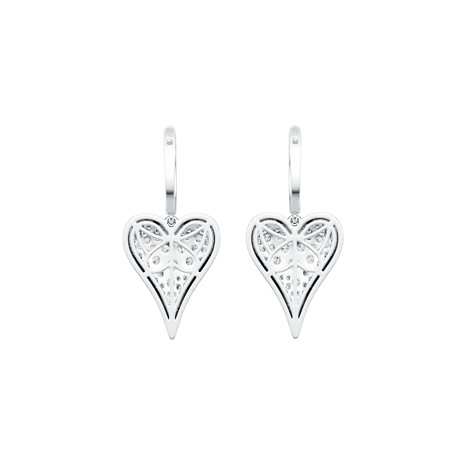 Sterling Silver Earrings with White Topaz or Moissanite Heart Theme DHJ
