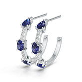 Sterling Silver Blue Sapphire Earrings Oval OV 4X3mm