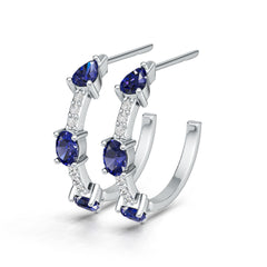 Sterling Silver Blue Sapphire Earrings Oval OV 4X3mm