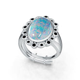 Sterling Silver Opal Ring Oval OV 14X10mm