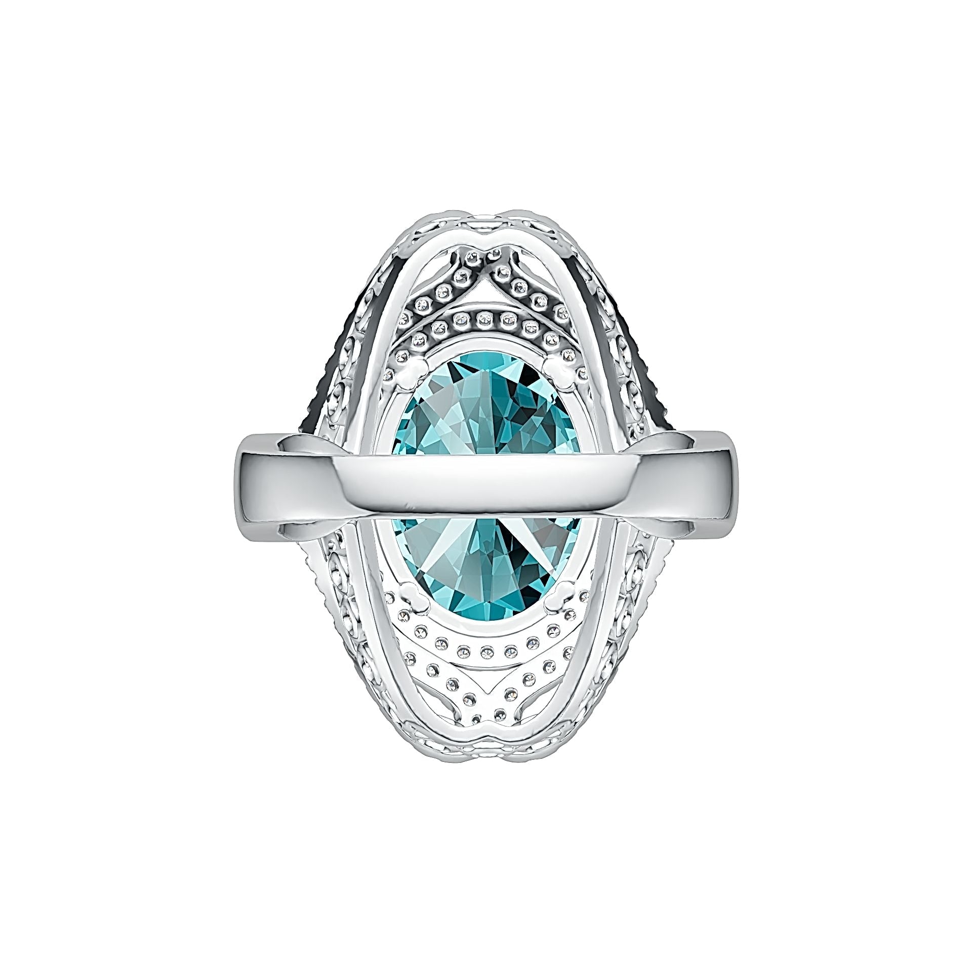 Sterling Silver Semi Mount Ring Setting Oval OV 17X12mm with White Topaz DHJ