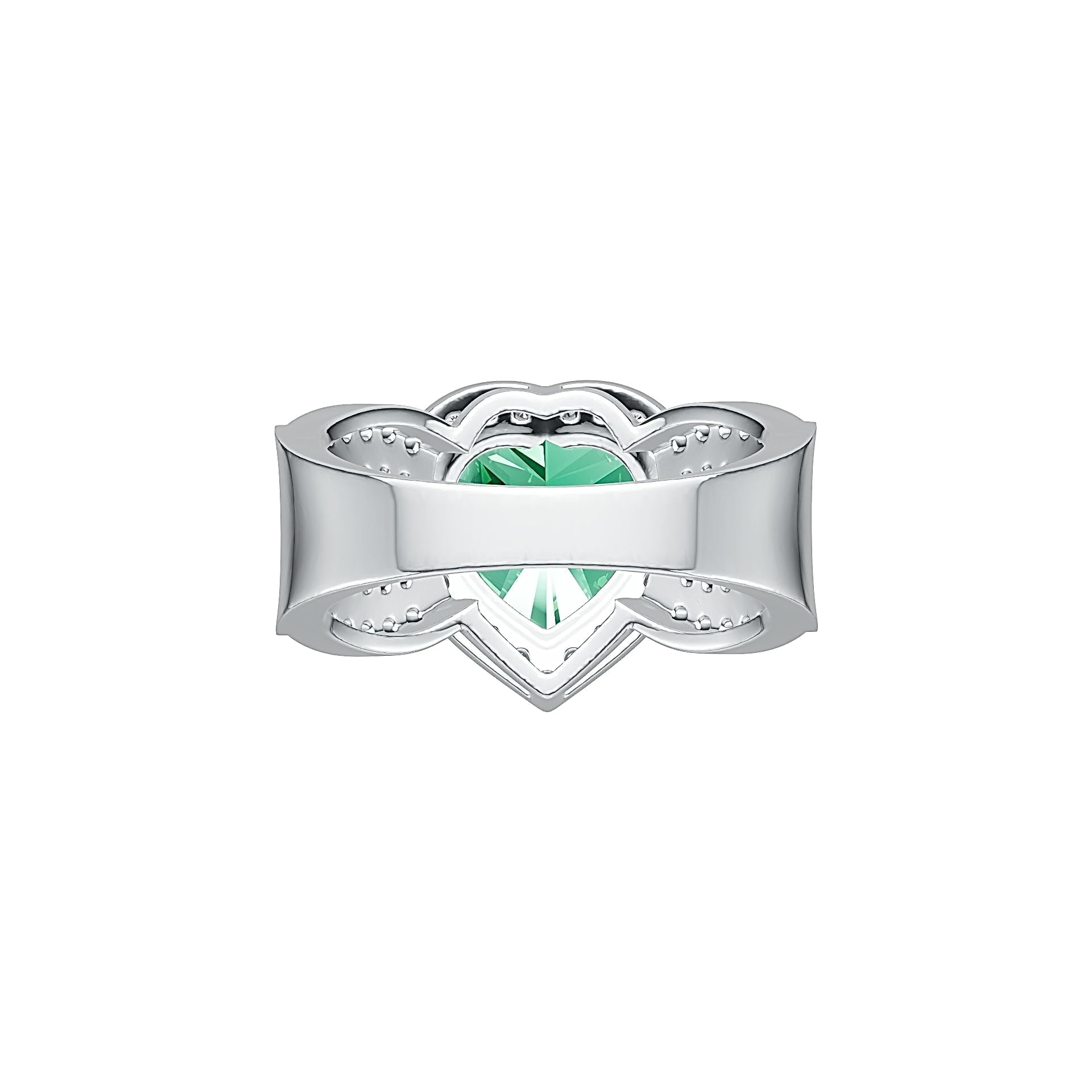 Sterling Silver Semi Mount Ring Setting Heart HT 10X10mm with White Topaz - Syzjewelry