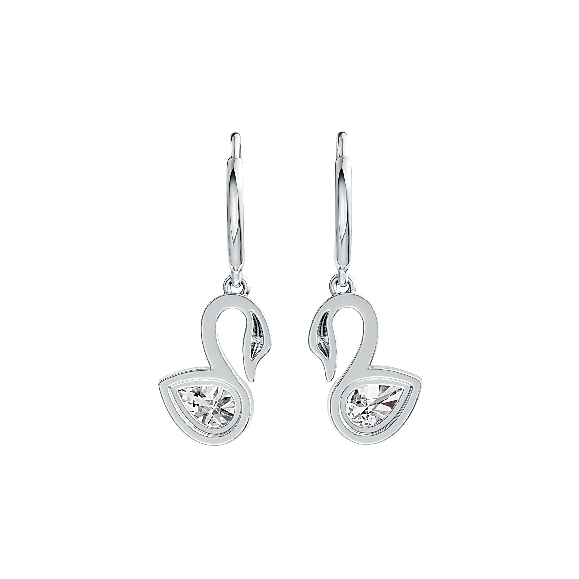 Sterling Silver Semi Mount Earrings Setting Pear PE 7X5mm Swan Theme - Syzjewelry