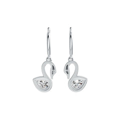 Sterling Silver Semi Mount Earrings Setting Pear PE 7X5mm Swan Theme - Syzjewelry