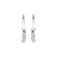 Sterling Silver Earrings Open Hoop with White Topaz or Moissanite DHJ