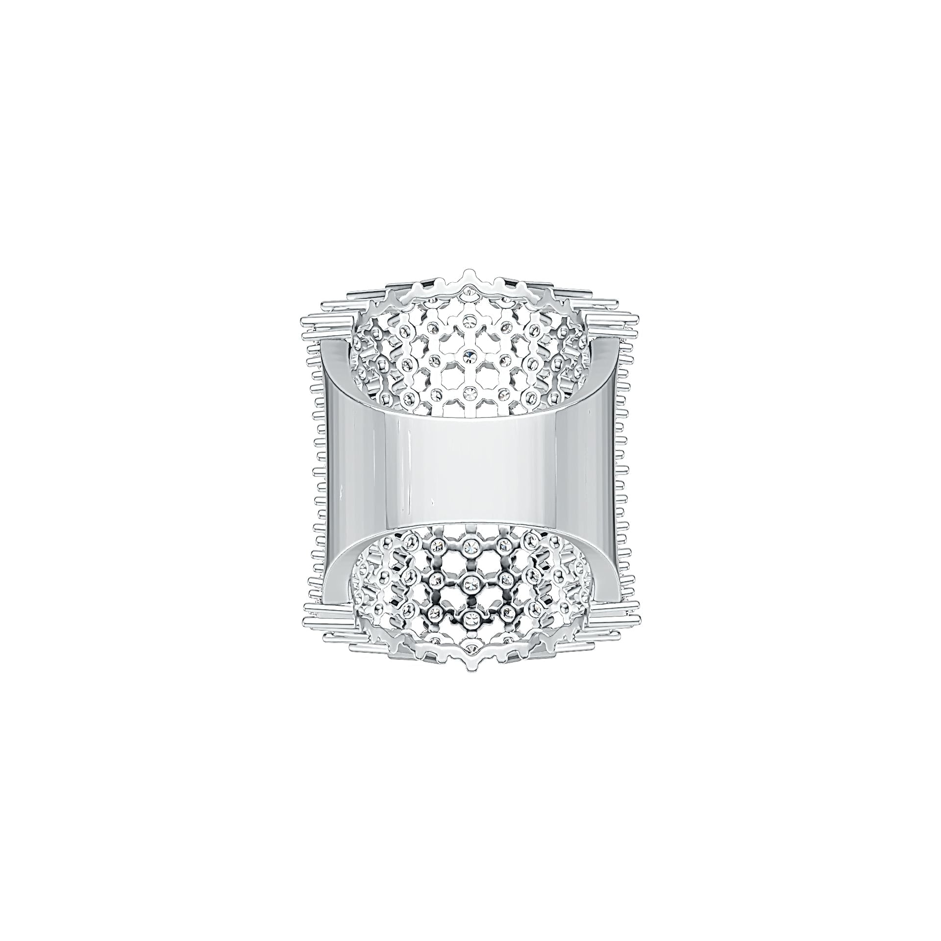 Sterling Silver Statement Ring Multi-Row with White Topaz or Moissanite - Syzjewelry