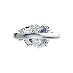 Sterling Silver Pink Sapphire and Moissanite Cluster Ring