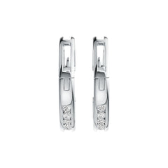 Sterling Silver Hoop Earrings with White Topaz or Moissanite Channel Set DHJ
