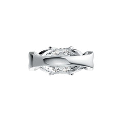 Sterling Silver Semi Mount Ring Setting Oval OV 4X3mm Twist Band with White Topaz - Syzjewelry