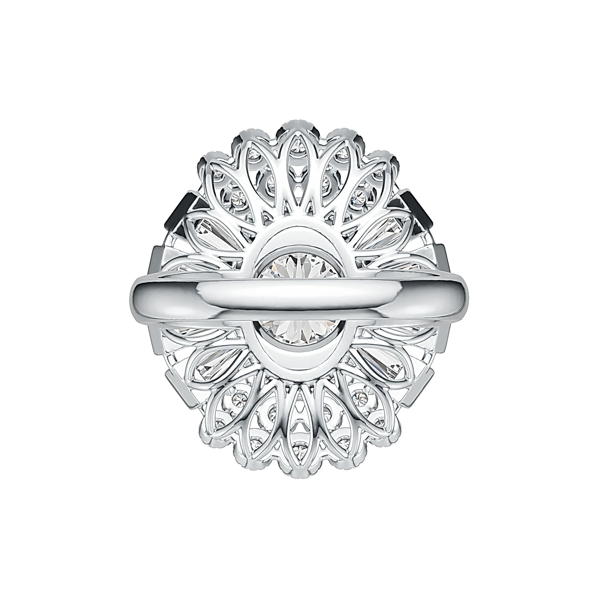 Sterling Silver Semi Mount Ring Setting Round RD 8x8mm Baguette BAG 6x3mm DHJ